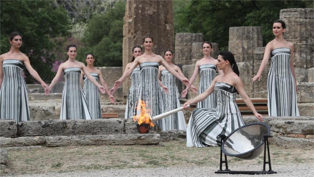 Olympic flame for Paris 2024 Summer Games lit in Ancient Olympia