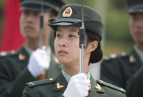 Training of the PLA's first female honor guard