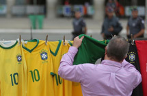T-shirts of national soccer teams sold in Brazil