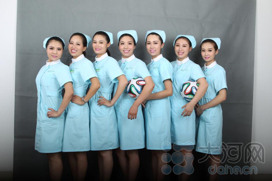Nurses dress up as football babes in Zhengzhou, C China
