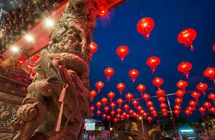Red lanterns hung for upcoming Spring festival in Malaysia