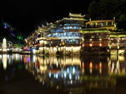 Picturesque night view of Fenghuang ancient town in China's Hunan