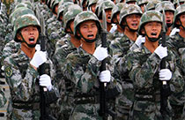 Chinese soldiers participate in training for V-Day parade