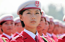 Female soldiers at military parades