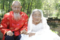 Centenarian couple takes first wedding photos