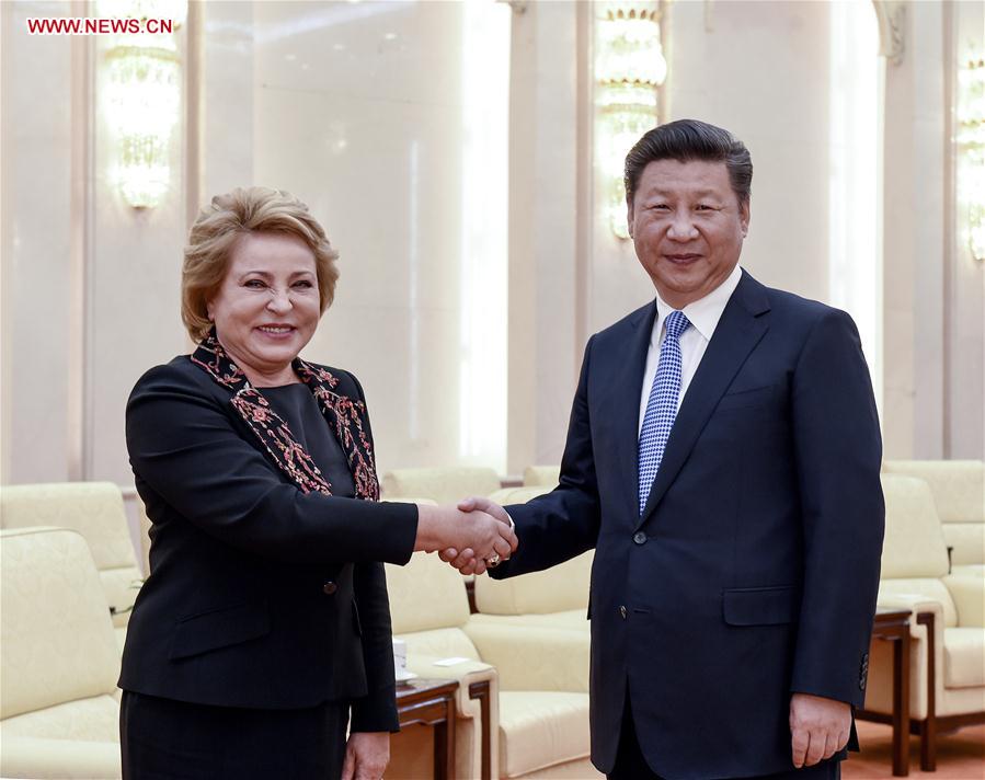 Chinese president meets Russian federation council speaker on ties