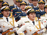 PLA female honor guard formation makes debut in welcome ceremony