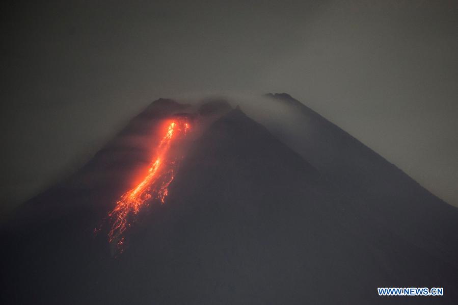 Mount Merapi spews volcanic materials in Indonesia