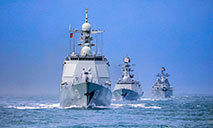 Naval fleet steams in East China Sea