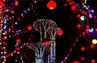 Light show at Beijing Olympic Tower