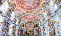 View of library of Admont Abbey in Austria