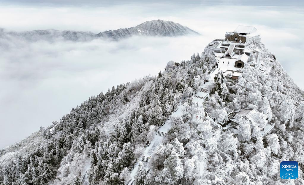 Snow scenery of Hengshan Mountain scenic area in central China