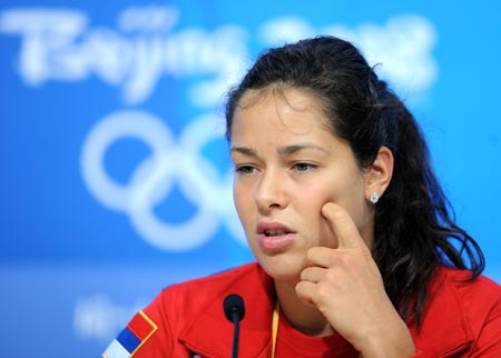 Tennis player Ana Ivanovic of Serbia attends a news conference to announce