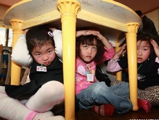 S Korea children attend quake drill, donate for Japan quake victims 