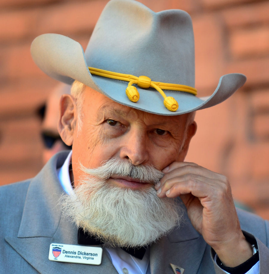 A contestant poses after winning first place in the Freestyle Moustache category at the third annual National Beard and Moustache Championships in Las Vegas, Nevada on November 11, 2012. (Xinhua/AFP)