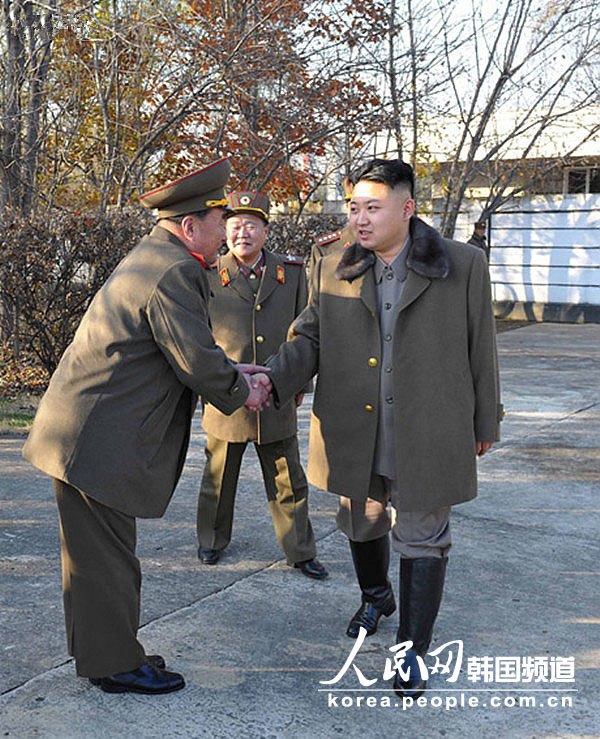 DPRK's top leader Kim Jong Un inspects the training ground of horse riding company of KPA on Nov. 19, 2012. (Photo/ People’s Daily Online)