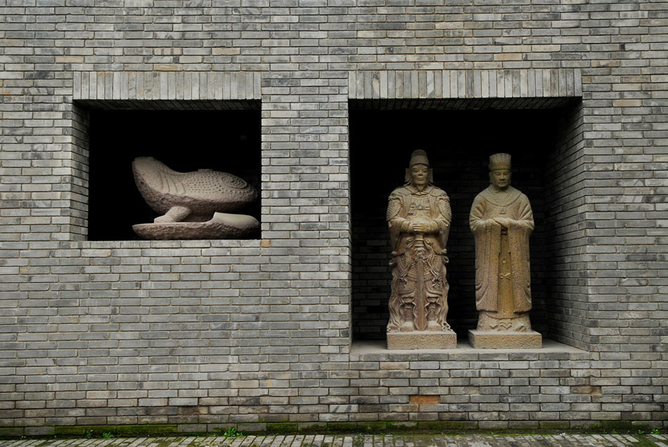 The photo taken on Feb. 29, 2012 shows partial view of the Ningbo Museum designed by Wang Shu in Ningbo, east China's Zhejiang Province. (Xinhua/Hu Xuejun)