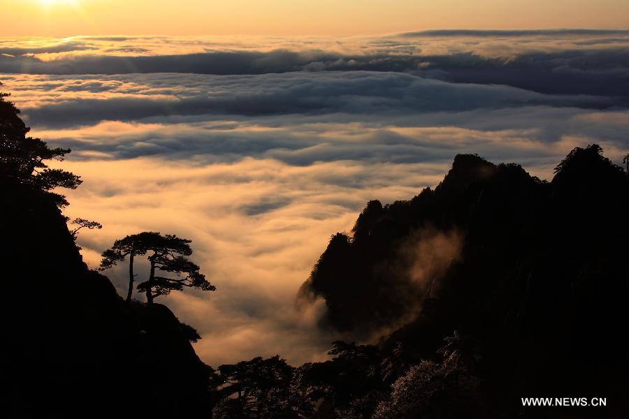Photo taken on Dec. 2, 2012 shows the sea of clouds after a rainfall at Huangshan Mountain scenic spot in Huangshan City, east China's Anhui Province. (Xinhua/Shi Guangde)