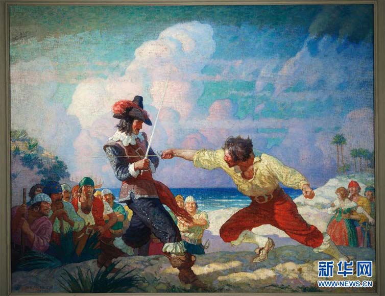 "The Duel on the Beach" by Newell Convers Wyeth, sold at the Christie’s on New York on Dec. 6, 2012. (Xinhua/Newell Convers Wyeth/National Geographic/Christie’s Images)