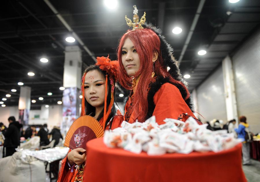 Cosplayers pose during the 1st Cosplay Cultural Festival in Hangzhou, capital of east China's Zhejiang Province, Dec. 9, 2012. The two-day festival closed on Sunday. (Xinhua/Han Chuanhao) 
