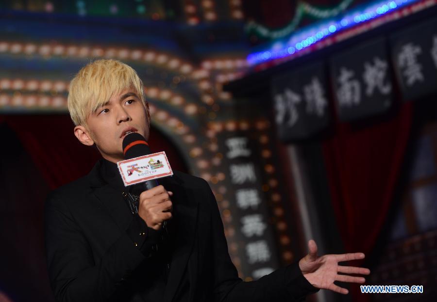 Singer-converted actor and director Jay Chou attends a press conference to promote his second self-directed movie "Rooftop" (Tian Tai) in Beijing, capital of China, on Dec. 11, 2012. (Xinhua/Yu Dian)