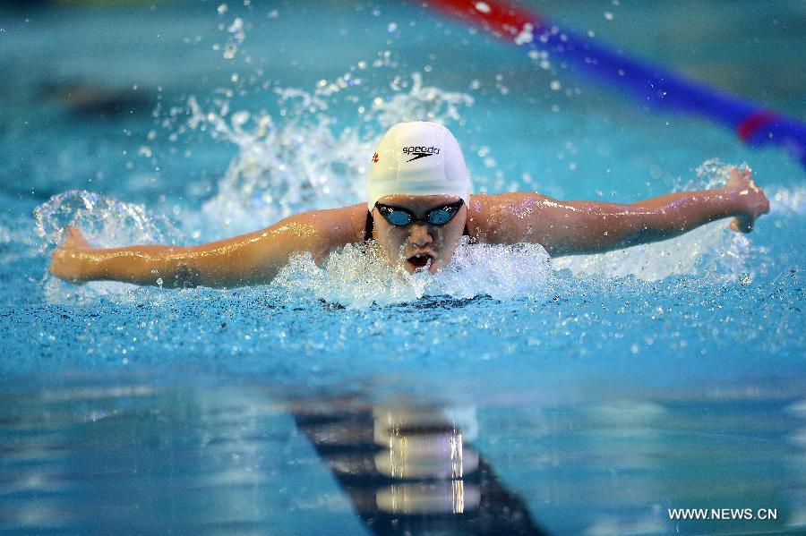 Ye Shiwen of China competes during the women's 400 Individual Medley at the 11th FINA World Swimming Championships in Istanbul, Turkey, on Dec. 12, 2012. Ye took the silver with 4 minutes and 23.33 seconds. (Xinhua/Ma Yan) 