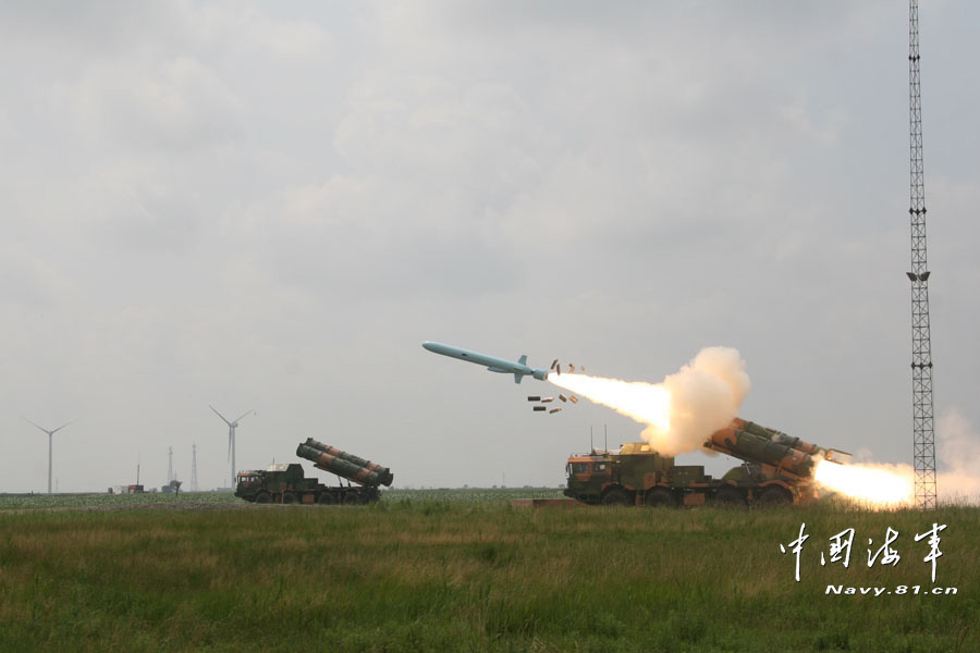 A shore-based anti-ship missile regiment of the North Sea Fleet under the Navy of the Chinese People's Liberation Army (PLA) conducts an actual-combat training to enhance the actual combat capability. (China Military Online/Zhang Tengfei and Chen Ji)