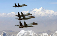China's J-11 fighters fly over Mt. Qomolangma 