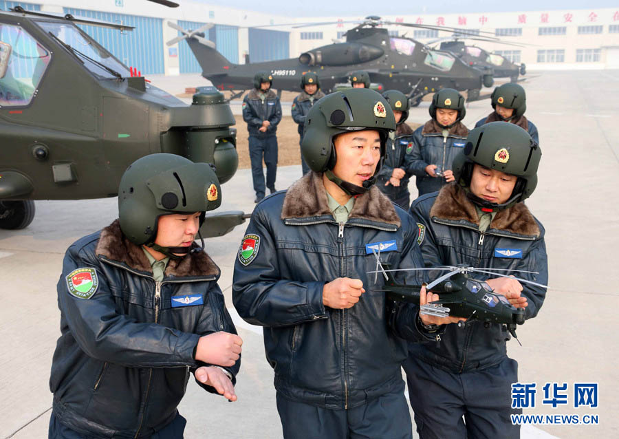 An army aviation brigade under the Nanjing Military Area Command (MAC) of the Chinese People's Liberation Army (PLA) organizes a helicopter flight training, in a bid to temper the tactical skills of the pilots and the helicopter operation-and-control capability. (Xinhua/Guo Weihu)