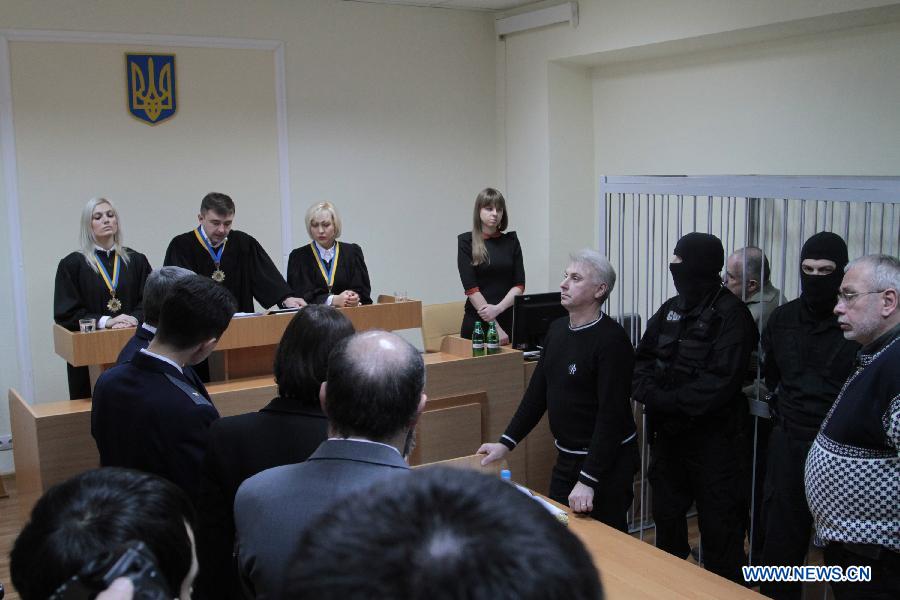 The trial of former chief of the External Surveillance Department of the Ukrainian Interior Ministry Aleksey Pukach is going on at Pecherskiy District Court in Kiev, Ukraine, Jan. 29, 2013. Pukach was found guilty of killing Ukrainian opposition journalist Georgy Gongadze in 2000 and sentenced to life imprisonment by the court in Kiev on Tuesday. (Xinhua/Sergey Starostenko)