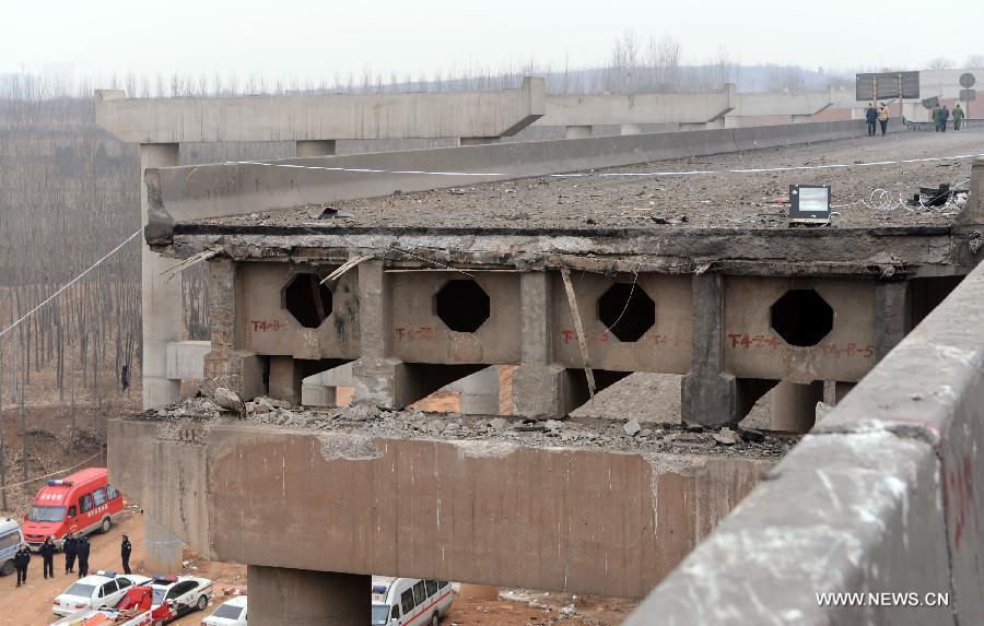 Bridge collapse accident site in central China