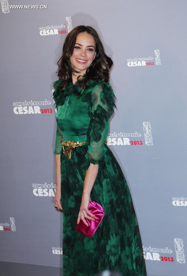 French actress Berenice Bejo arrives at the 38th annual Cesar awards ceremony held at the Chatelet Theatre in Paris, France, Feb. 22, 2013. (Xinhua/Gao Jing) 
