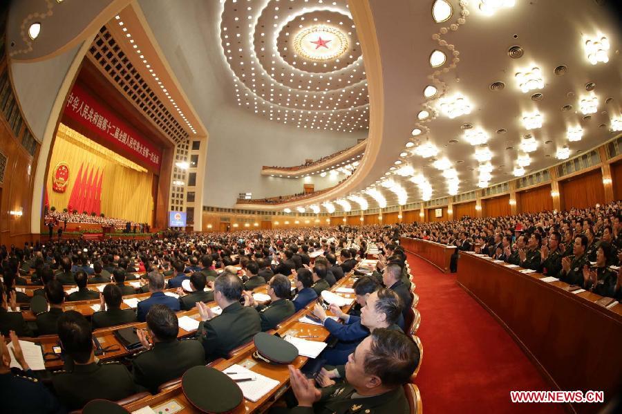 The first session of the 12th National People's Congress (NPC) opens at the Great Hall of the People in Beijing, capital of China, March 5, 2013. (Xinhua/Li Gang) 