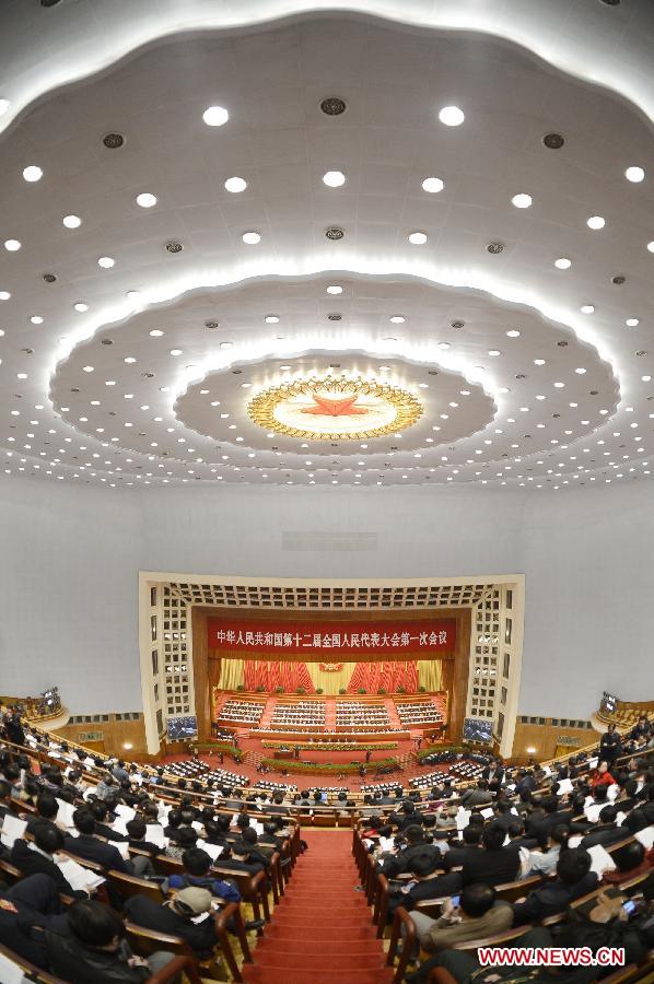 The first session of the 12th National People's Congress (NPC) opens at the Great Hall of the People in Beijing, capital of China, March 5, 2013. (Xinhua/Wang Peng)