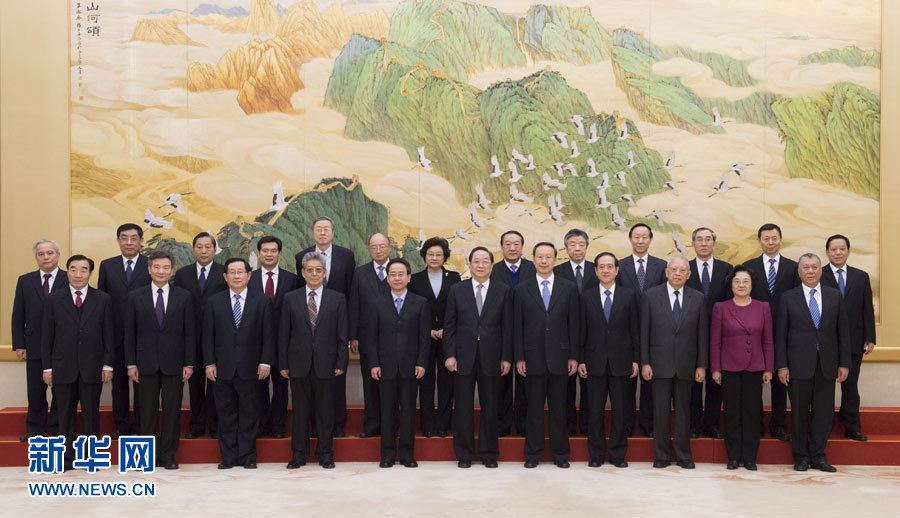 The new leaders of the National Committee of the Chinese People's Political Consultative Conference (CPPCC) pose for a group photo in Beijing, capital of China, on March 12, 2013. (Xinhua/Li Xueren)