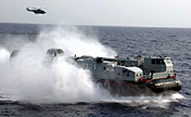 Chinese navy's air-cushion craft in coordination training