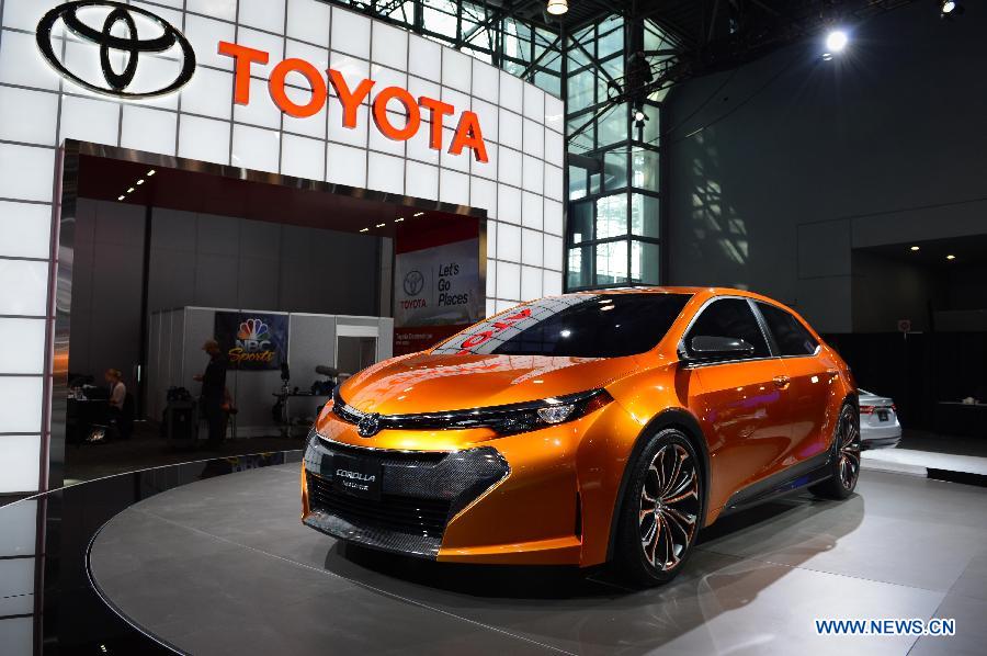 A Toyota Corolla Furia concept vehicle is on display during press preview of the 2013 New York International Auto Show in New York, on March 27, 2013. The show features about 1,000 vehicles and will open to the public from March 29 to April 7. (Xinhua/Niu Xiaolei)  