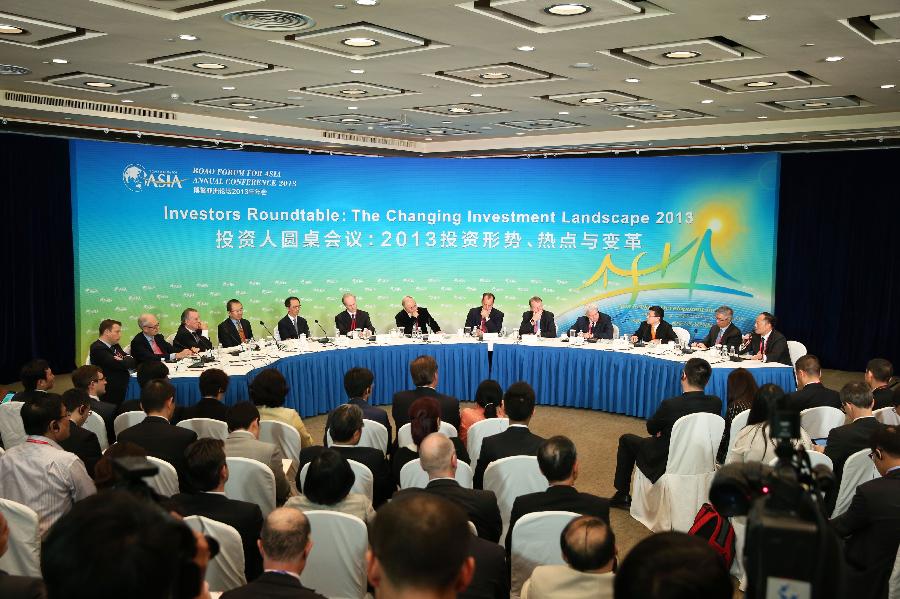 The Investors Roundtable themed in "The Changing Investment Landscape 2013" is held at the Boao Forum for Asia (BFA) Annual Conference 2013 in Boao, south China's Hainan Province, April 7, 2013. (Xinhua/Xu Zijian)