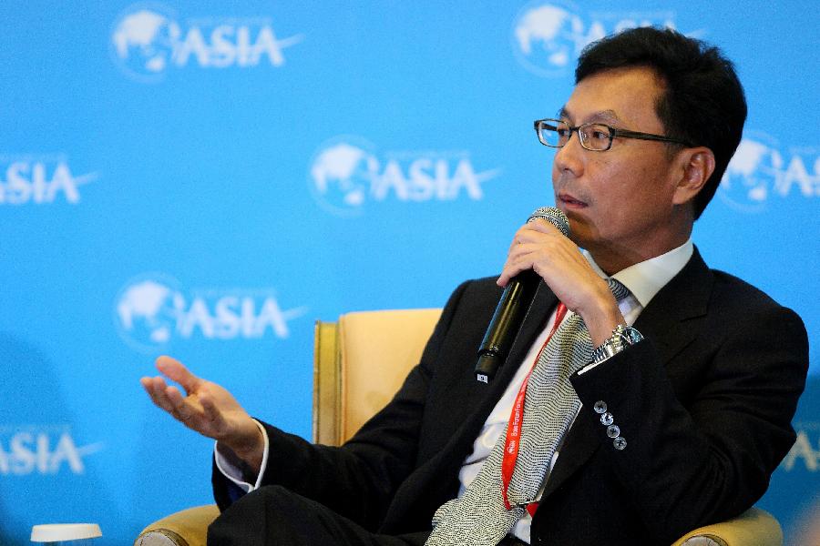 Daniel M. Tsai, Chairman of Fubon Financial Holding Co., Ltd, speaks during the session of "Finding the Right One: Succession Plans of Family Businesses" at the Boao Forum for Asia (BFA) Annual Conference 2013 in Boao, south China's Hainan Province, April 8, 2013. (Xinhua/Xu Zijian) 