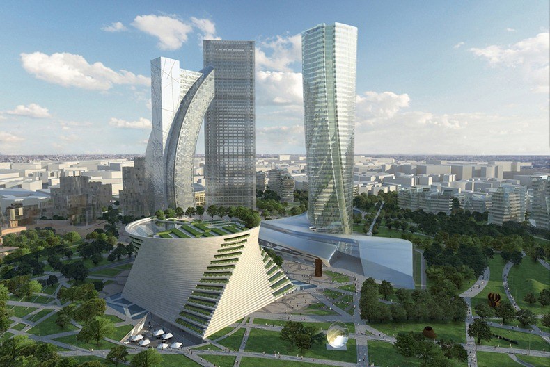 Hadid tower, Arata Isozaki & Associates Tower, Daniel Libeskind Tower,in Milan, Italy 