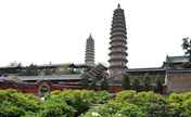 Twin pagodas at Yongzuo Temple in China's Taiyuan