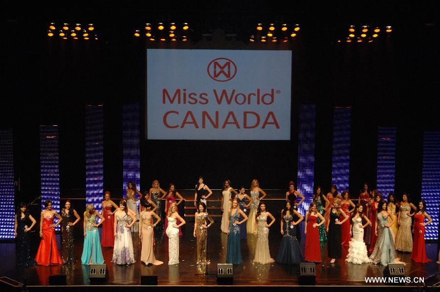 Finalists of Miss World Canada 2013 compete for the title and the crown in Richmond, BC, Canada, on May 9, 2013. Camille Munro of Regina, Saskatchewan, won the competition and will represent Canada at Miss World 2013 in Jakarta, Indonesia, in September. (Xinhua/Sergei Bachlakov)