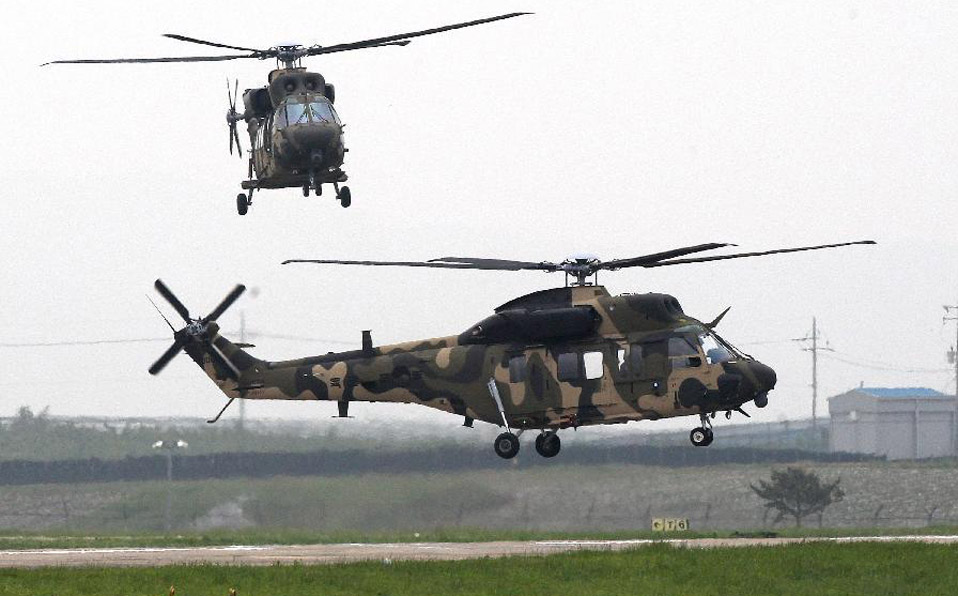 S. Korea Utility Helicopter "Surion" demonstrates maneuver flight
