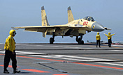 Taking-off, landing exercises of J-15 fighter jets