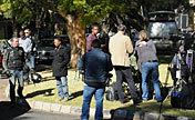 Media workers gather outside Mandela's home 