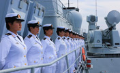 Female sailors at China-Russia joint naval drills