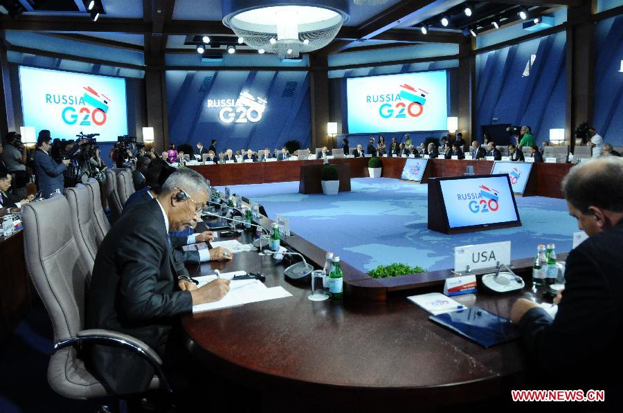 The Group of Twenty (G20) Finance and Labor Ministers Meeting of G20 finance ministers and central bank governors' meetings is held in Moscow, Russia, July 19, 2013. The G20 finance ministers and central bank governors' meetings was kicked off in Moscow on Friday (Xinhua/Ding Yuan)