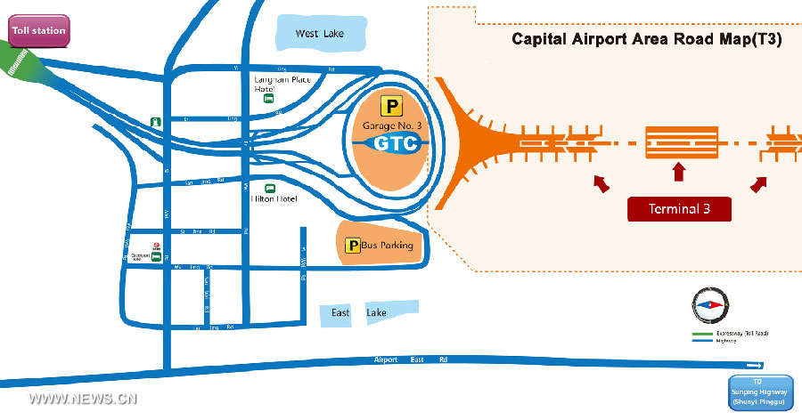 Capital Airport Area Road Map (T3) (Source: en.bcia.com.cn)
