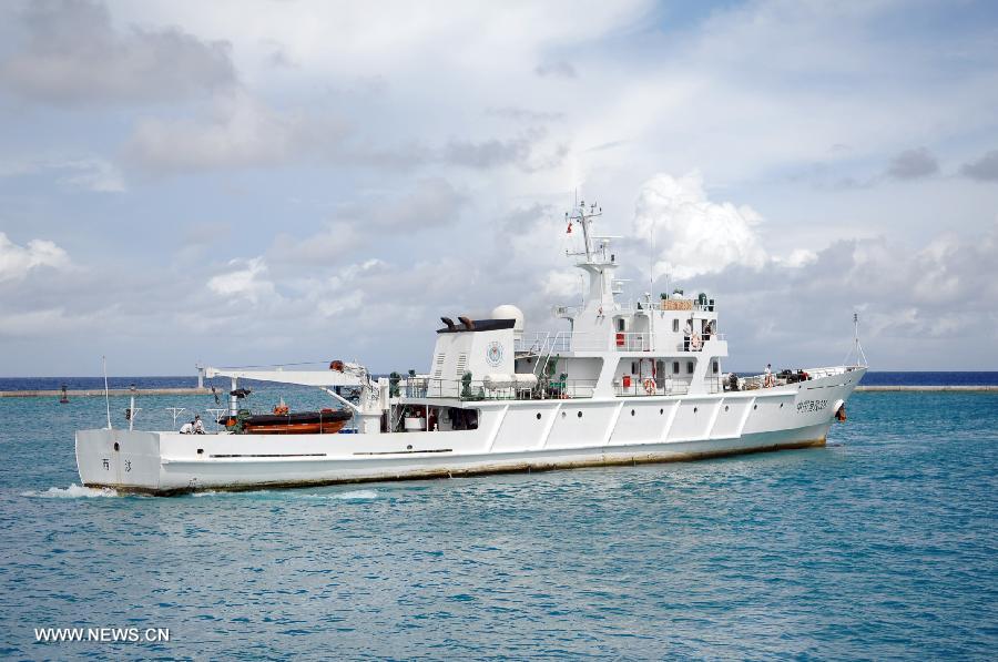 China's fishery administration vessel Yuzheng 306 departs from the Yongxing Island of Sansha City, south China's Hainan Province, July 23, 2013. The vessel on Tuesday set out for a regular patrol mission on the waters of the Xisha Islands in the South China Sea. (Xinhua/Wei Hua) 