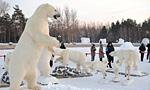 Stuffed polar bears displayed at Int'l Snow Sculpture Expo